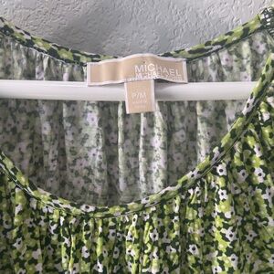 Michael Kors Green and White Floral Top
